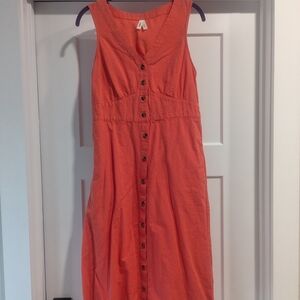 Women's Sleeveless Button-Down Dress - Coral